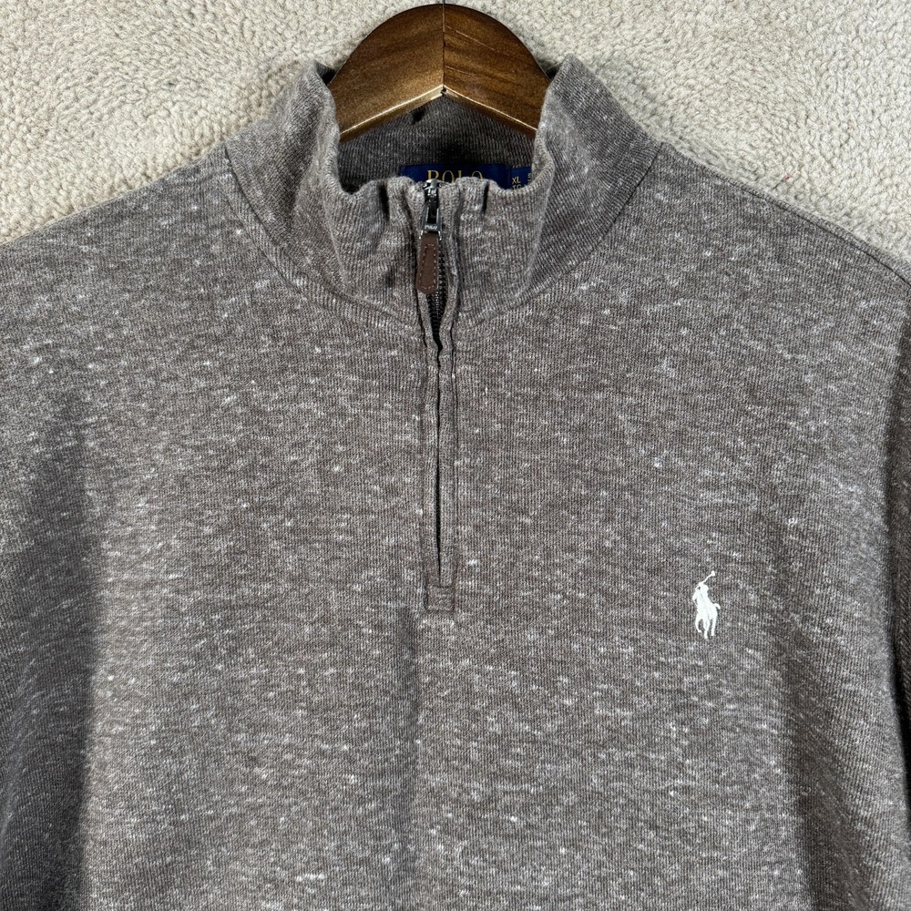 Polo Ralph Lauren Sweater Mens XL Gray Estate Rib Quarter Zip Pullover Knit - Picture 11 of 12